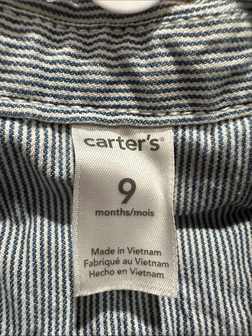 Carter's Light Blue and White Striped Kids Pea Coat
